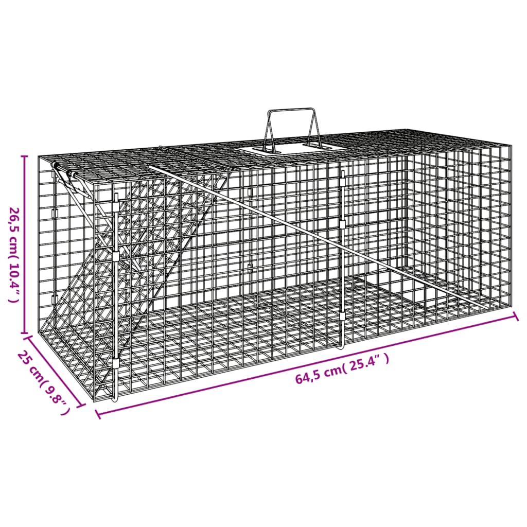 Capcana pentru animale 64,5x25x26,5 cm, fier galvanizat - 5 | YEO