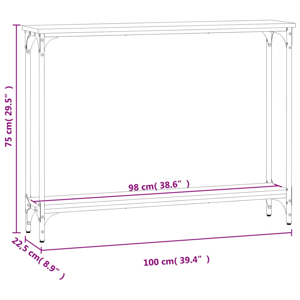 Masuta consola, stejar fumuriu, 100x22,5x75 cm, lemn prelucrat — imaginea 9