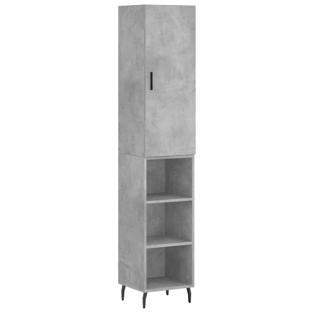 Dulap inalt, gri beton, 34,5x34x180 cm, lemn prelucrat