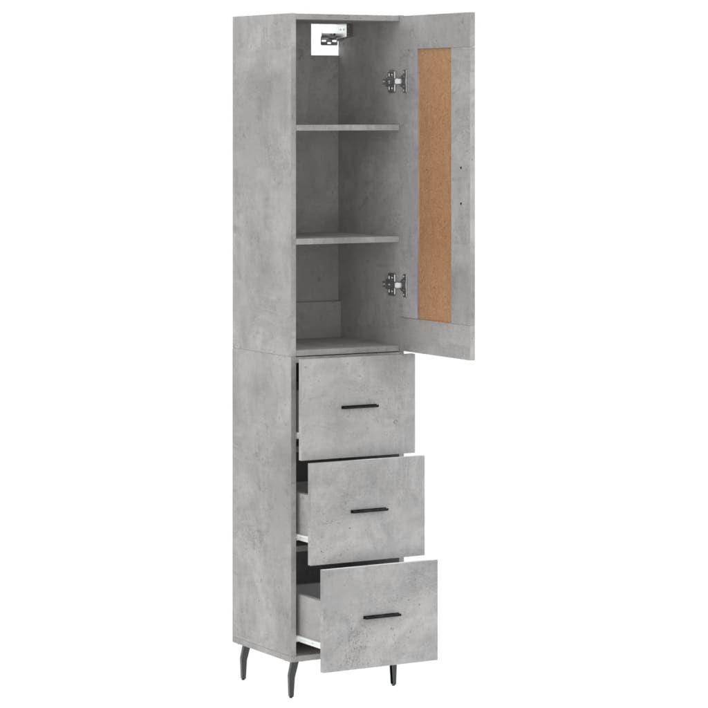 Dulap inalt, gri beton, 34,5x34x180 cm, lemn prelucrat — imaginea 4