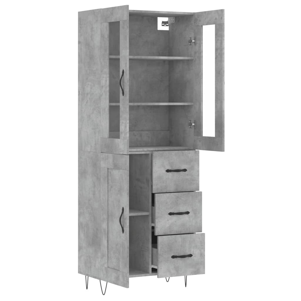 Dulap inalt, gri beton, 69,5x34x180, lemn compozit — imaginea 4
