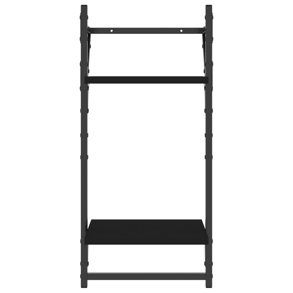 Rafturi perete cu 2 niveluri/bare 2 buc negru 30x25x65 cm — imaginea 5