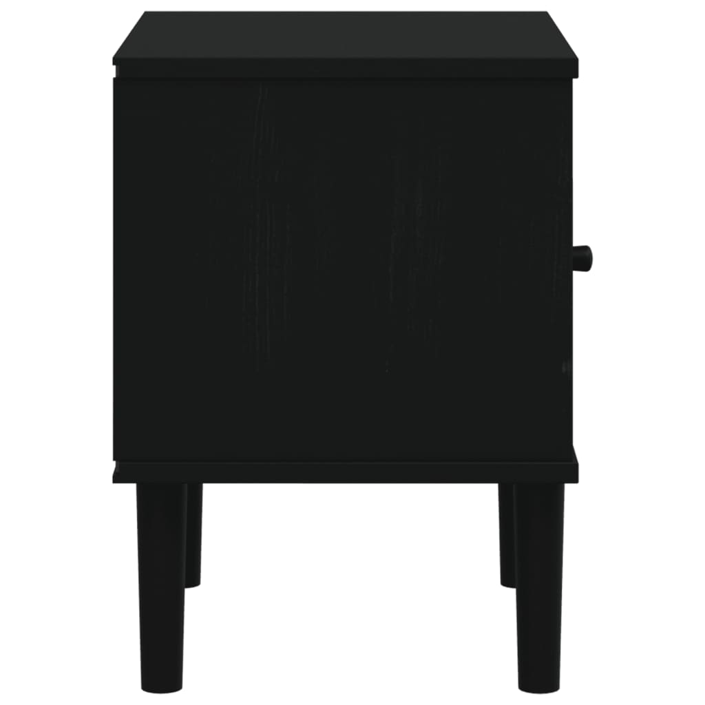 Noptiera SENJA, aspect ratan negru, 40x35x48 cm, lemn masiv pin — imaginea 7