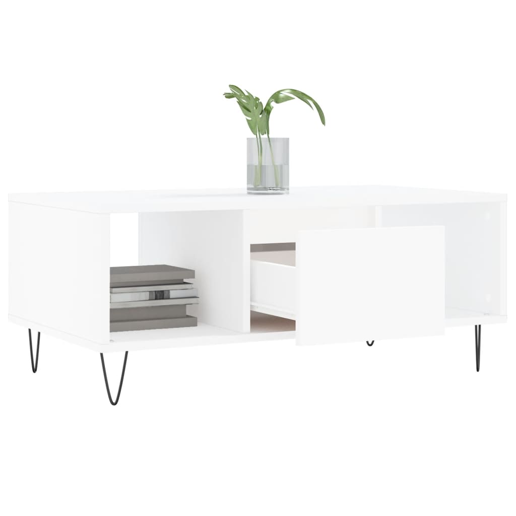 Masuta de cafea, alb, 90x50x36,5 cm, lemn prelucrat — imaginea 4