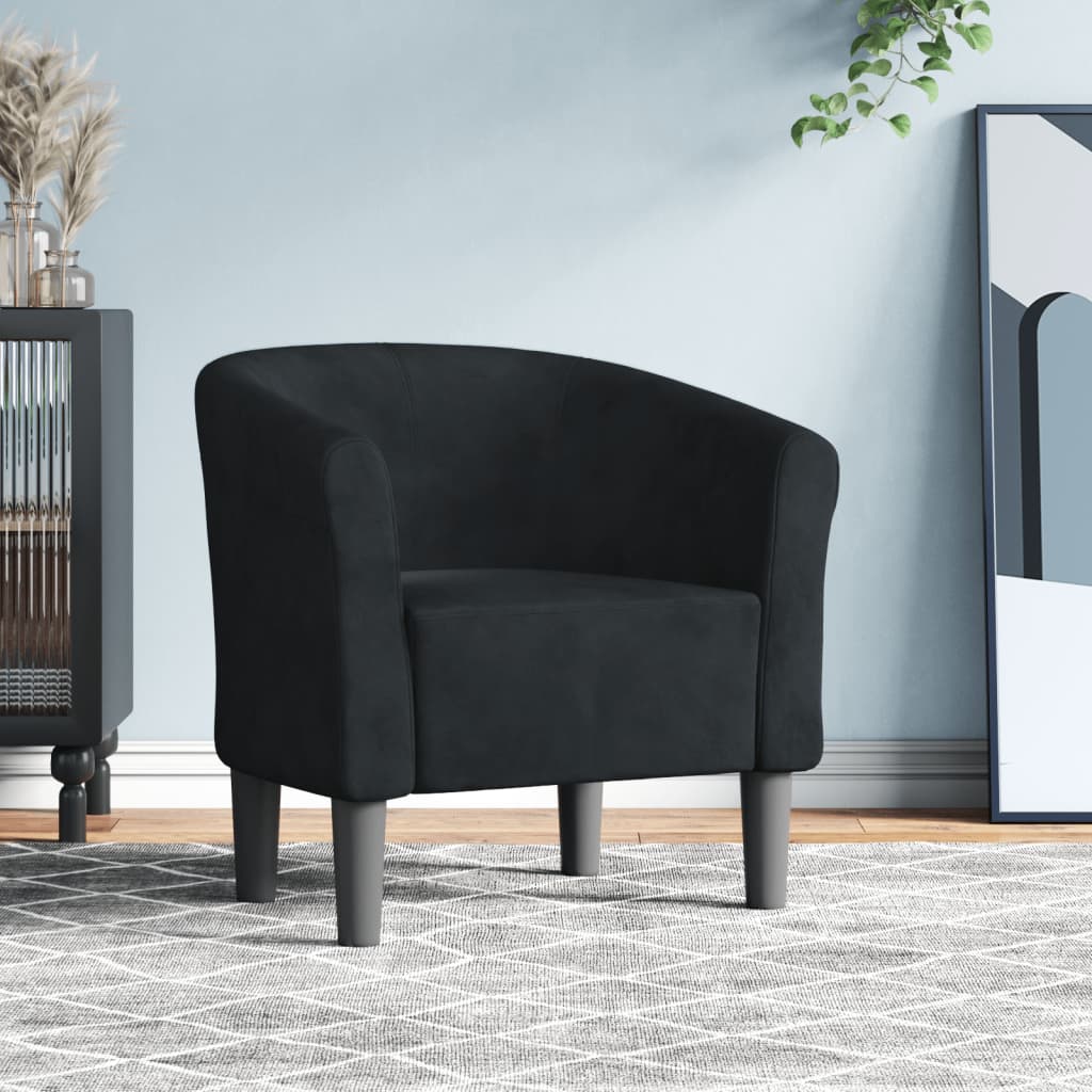 Fotoliu tip cuva, negru, catifea — imaginea 2