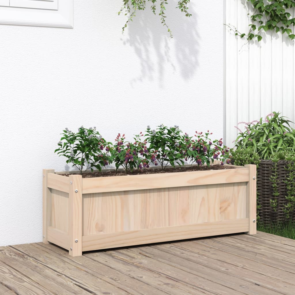 Jardiniera de gradina, 90x31x31 cm, lemn masiv de pin — imaginea 2