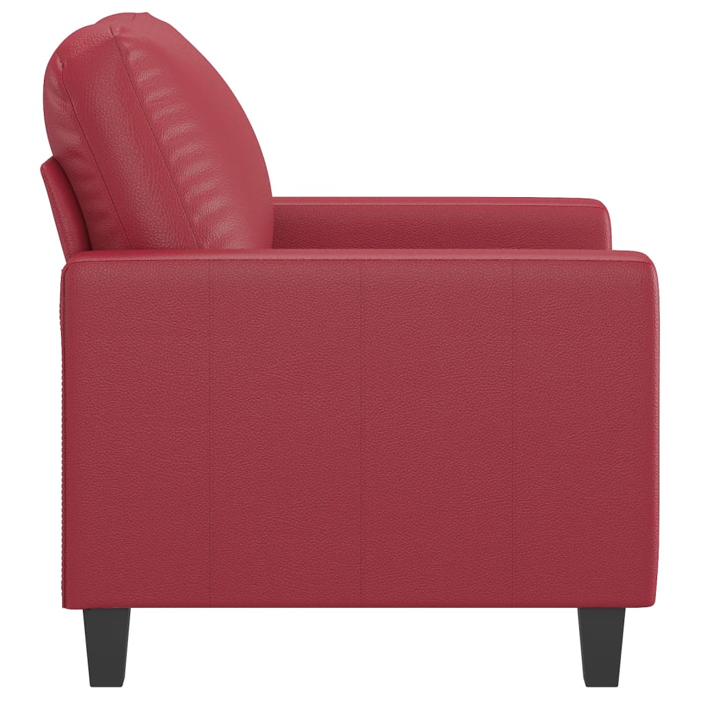 Canapea de o persoana, rosu vin, 60 cm, piele ecologica — imaginea 4
