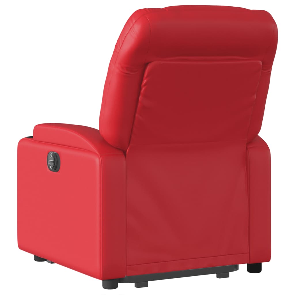 Fotoliu rabatabil electric cu ridicare, rosu, piele ecologica — imaginea 4