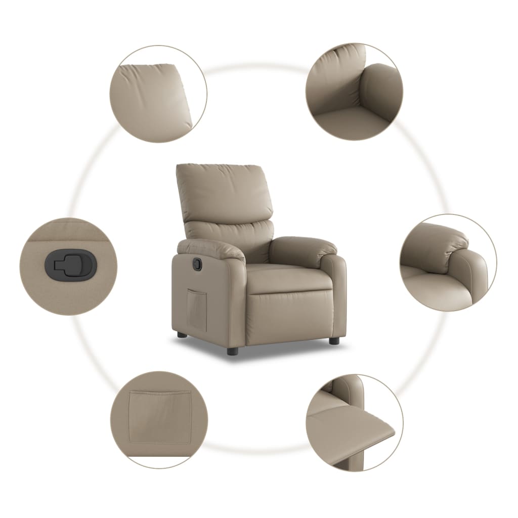 Fotoliu rabatabil, cappuccino, piele ecologica — imaginea 7