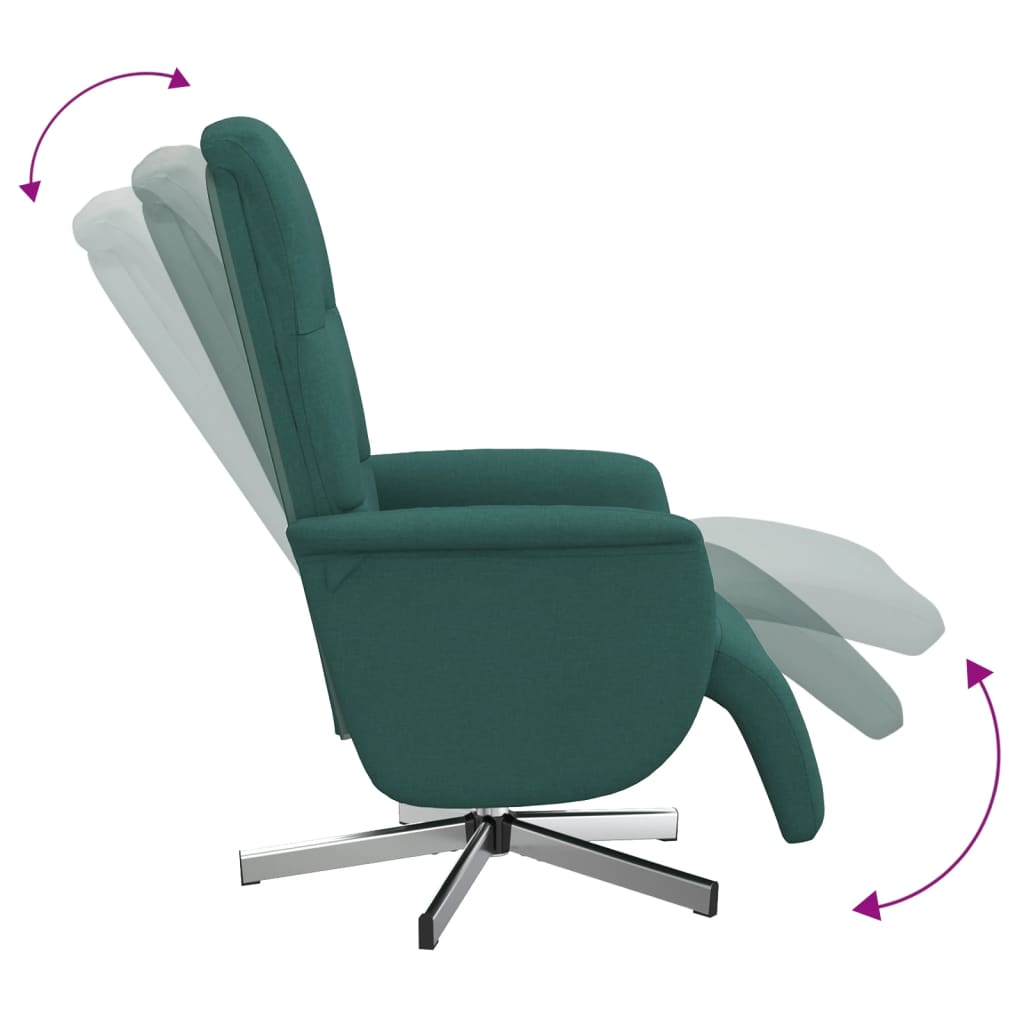Fotoliu rabatabil cu suport de picioare, verde inchis, textil — imaginea 6