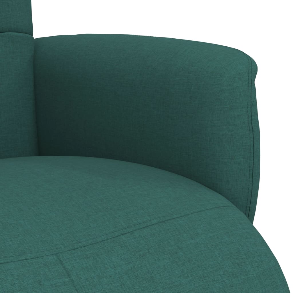 Fotoliu rabatabil cu suport de picioare, verde inchis, textil — imaginea 7