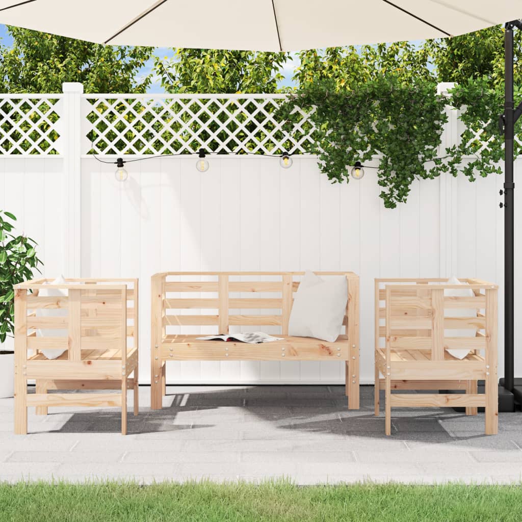 Set mobilier de gradina, 3 piese, lemn masiv de pin — imaginea 3