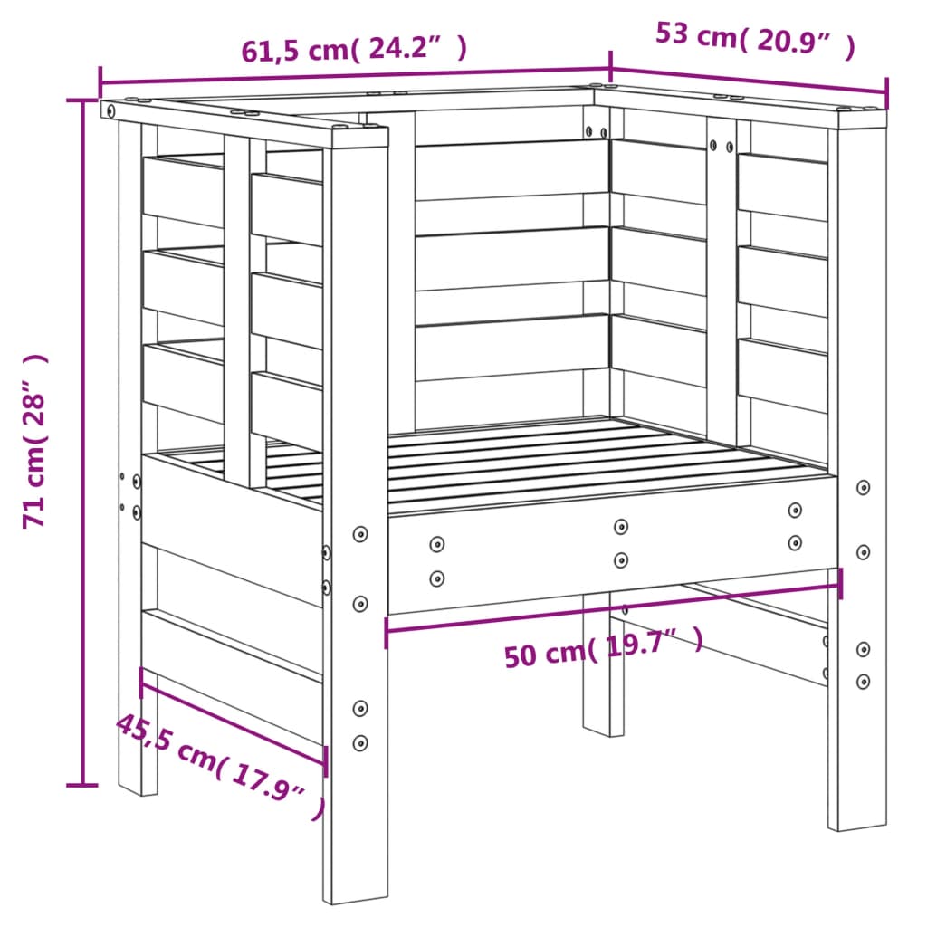 Set mobilier de gradina, 3 piese, lemn masiv de pin — imaginea 10