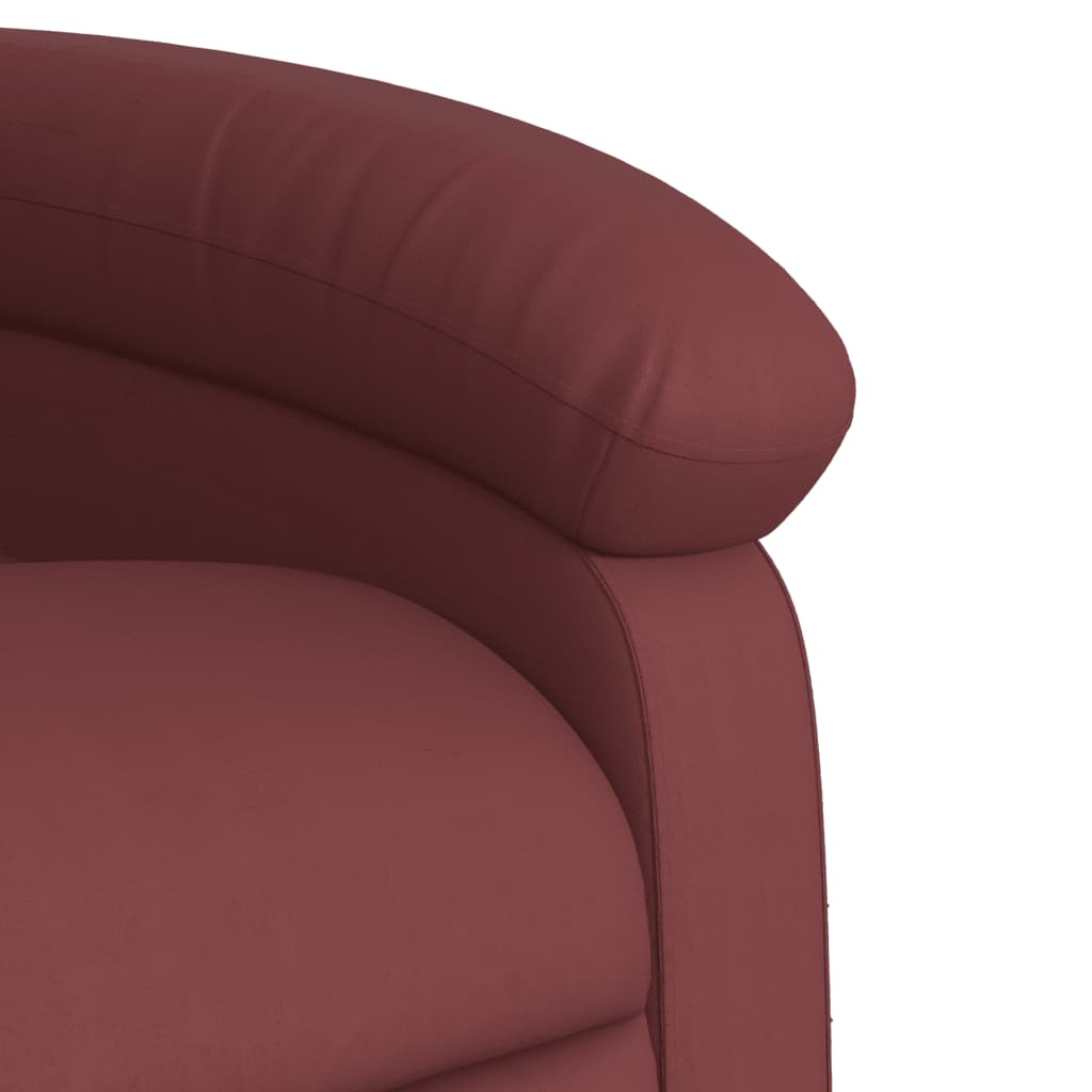 Fotoliu rabatabil, rosu vin, piele ecologica — imaginea 8