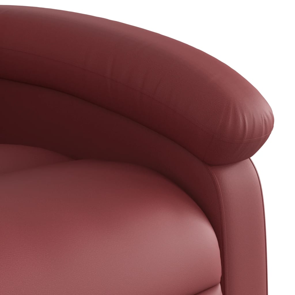 Fotoliu rabatabil electric, rosu vin, piele ecologica — imaginea 10