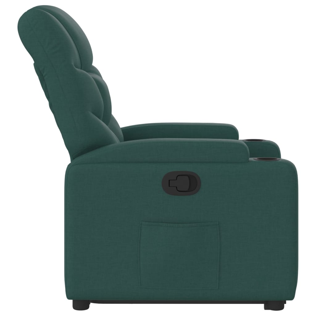 Fotoliu rabatabil ridicare pe verticala, verde inchis, textil — imaginea 9