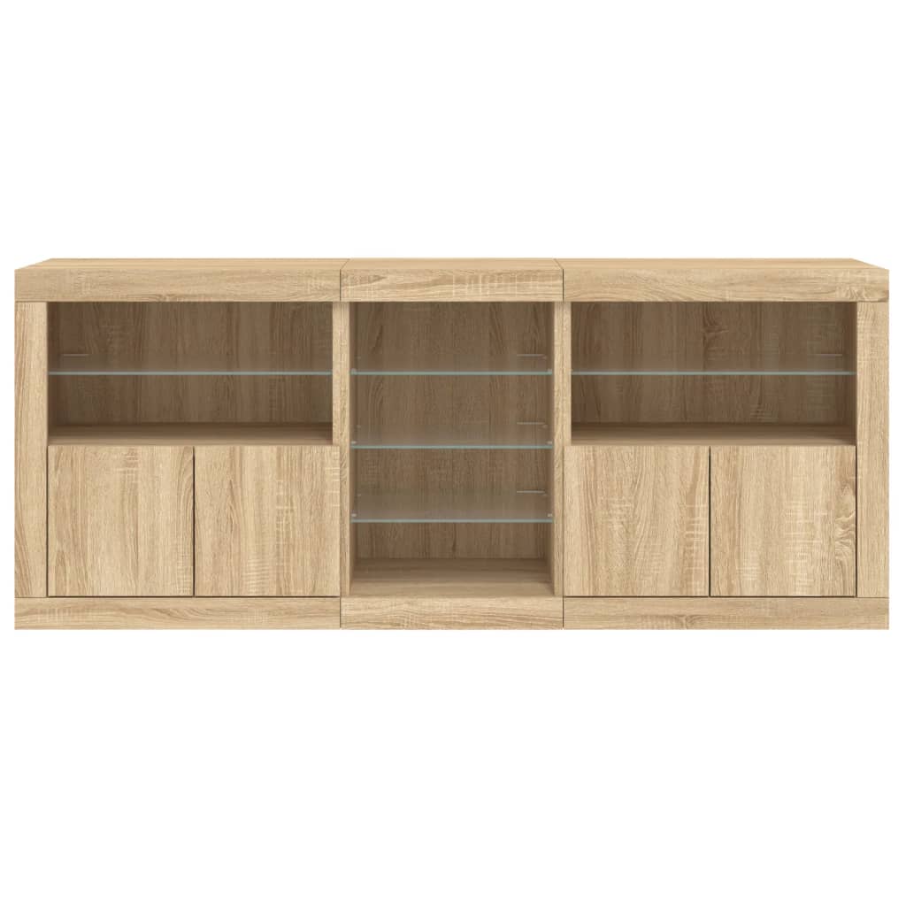 Servanta cu lumini LED, stejar sonoma, 162x37x67 cm — imaginea 7