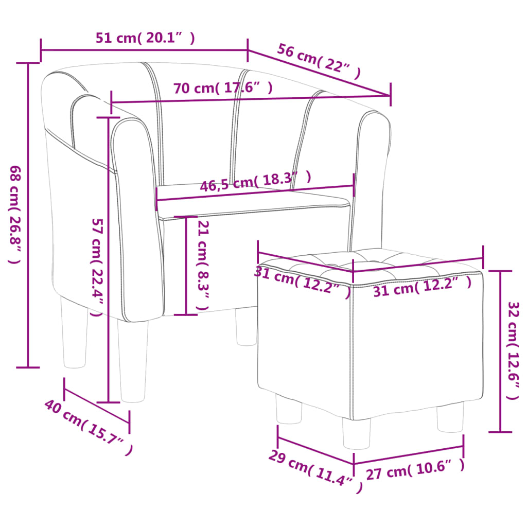 Fotoliu tip cuva cu taburet, gri deschis, material textil — imaginea 8