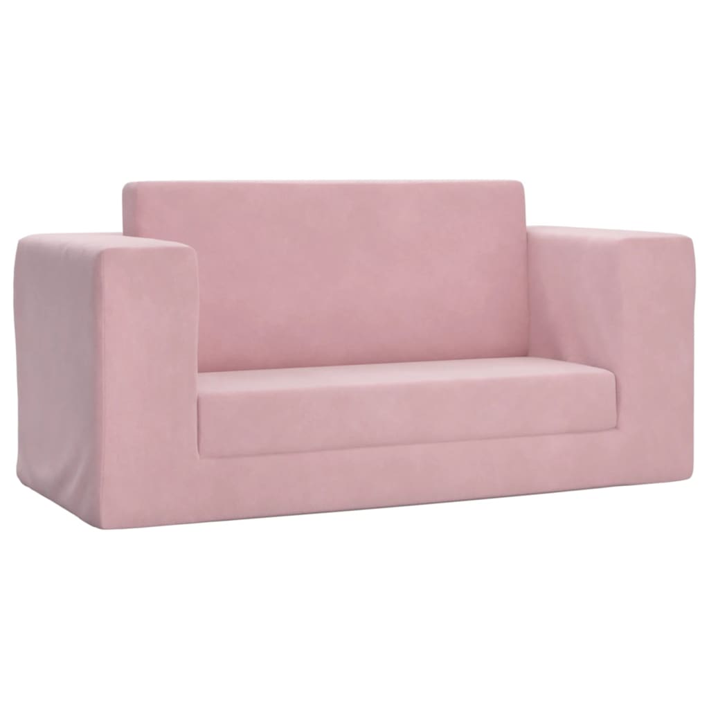 Canapea extensibila pentru copii cu 2 locuri, roz, plus moale