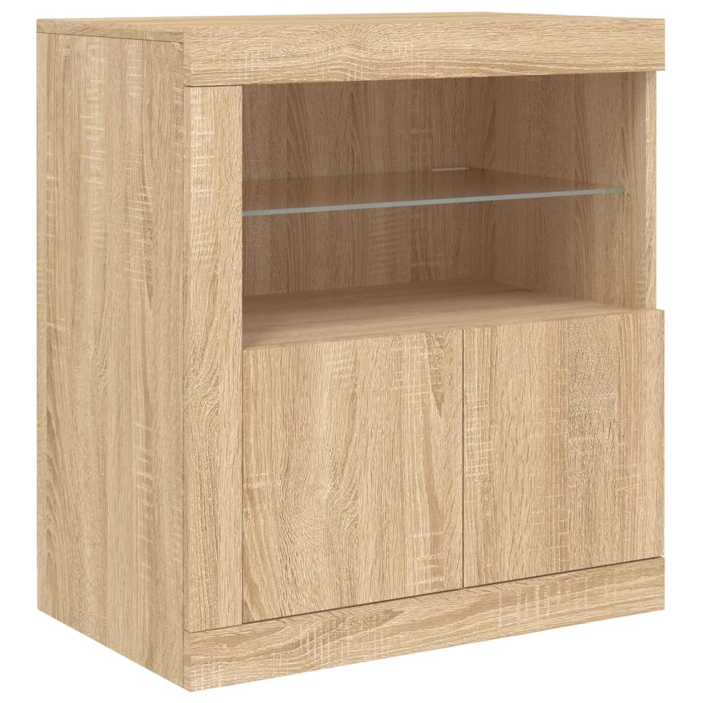 Servanta cu lumini LED, stejar sonoma, 202x37x67 cm — imaginea 10