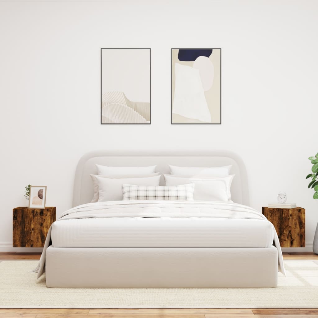 Comoda TV de perete cu LED, 2 buc. stejar fumuriu, 40,5x35x40cm — imaginea 4