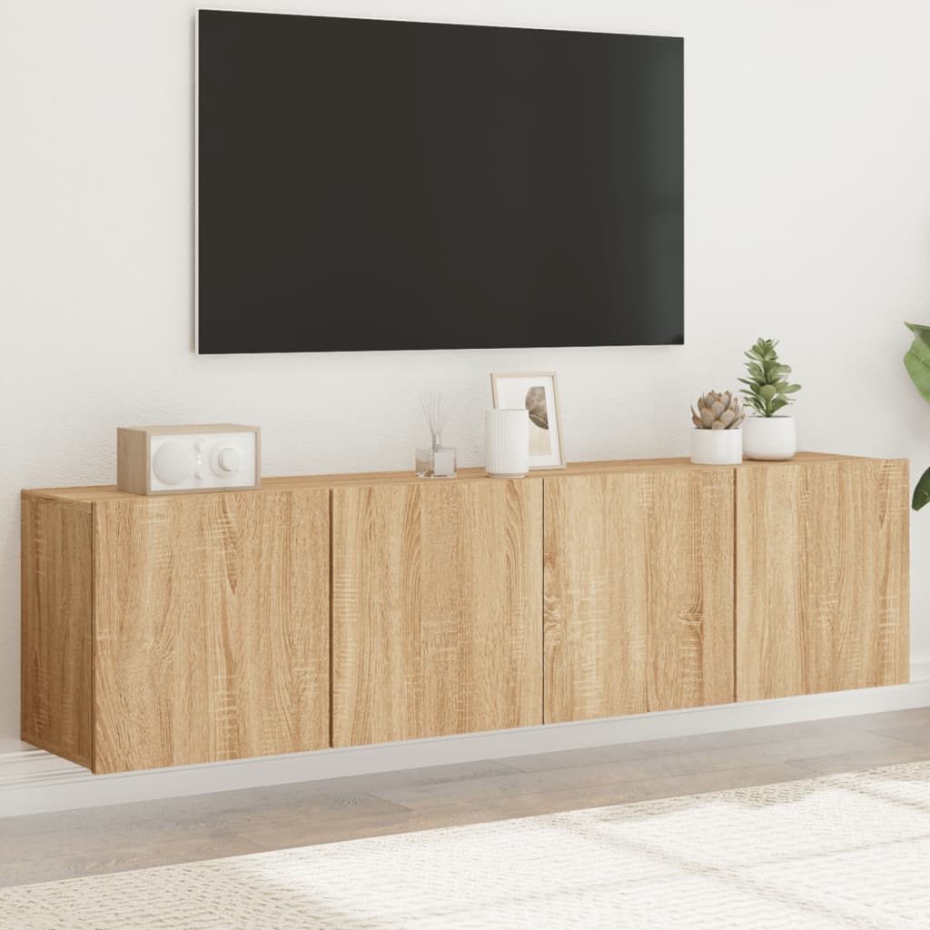 Comoda TV de perete, 2 buc. stejar sonoma, 80x30x41 cm — imaginea 3