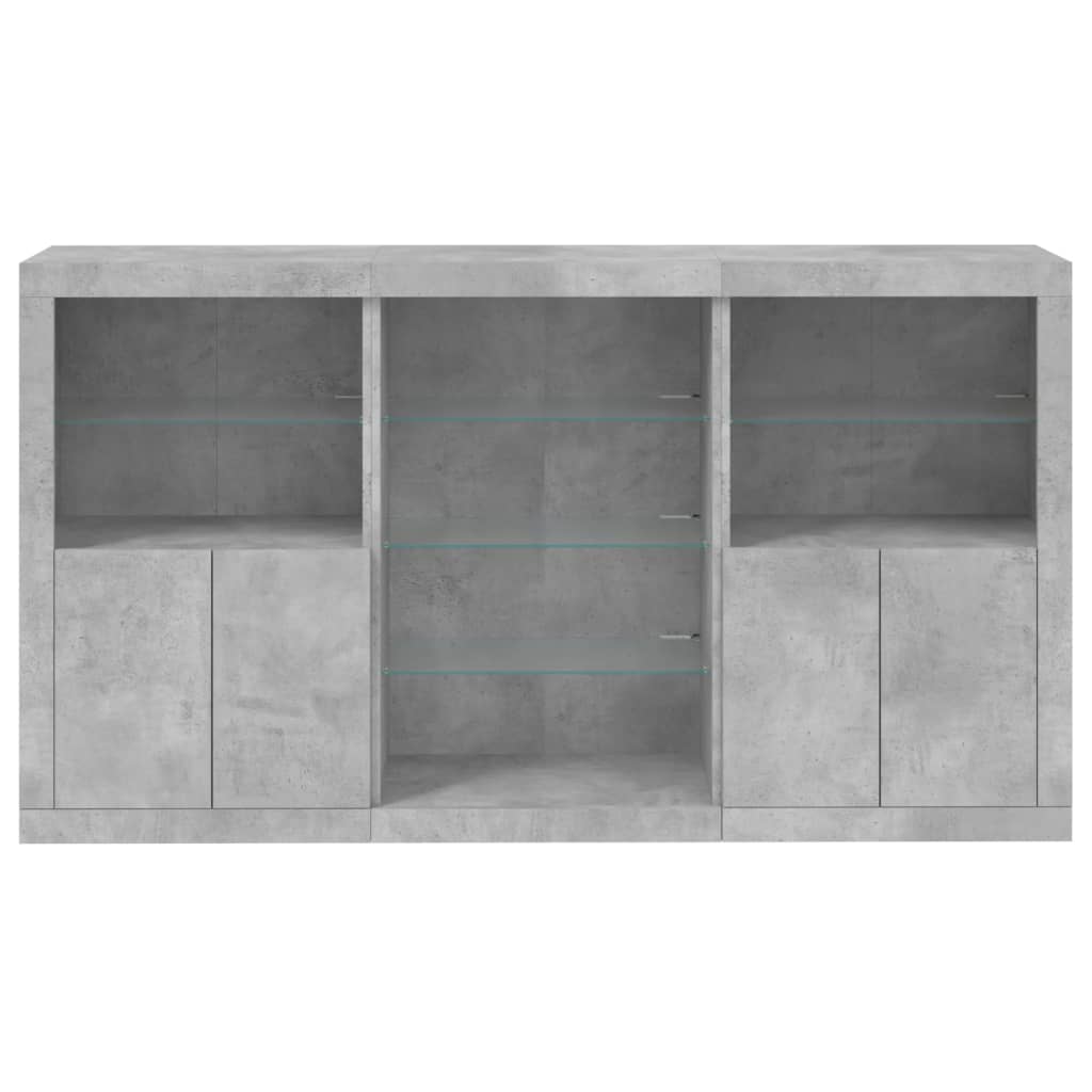 Servanta cu lumini LED, gri beton, 181,5x37x100 cm — imaginea 6