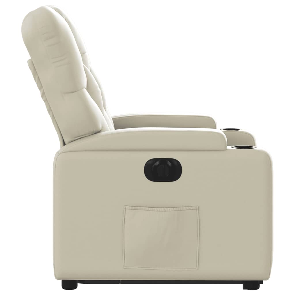 Fotoliu rabatabil electric cu ridicare, crem, piele ecologica — imaginea 16
