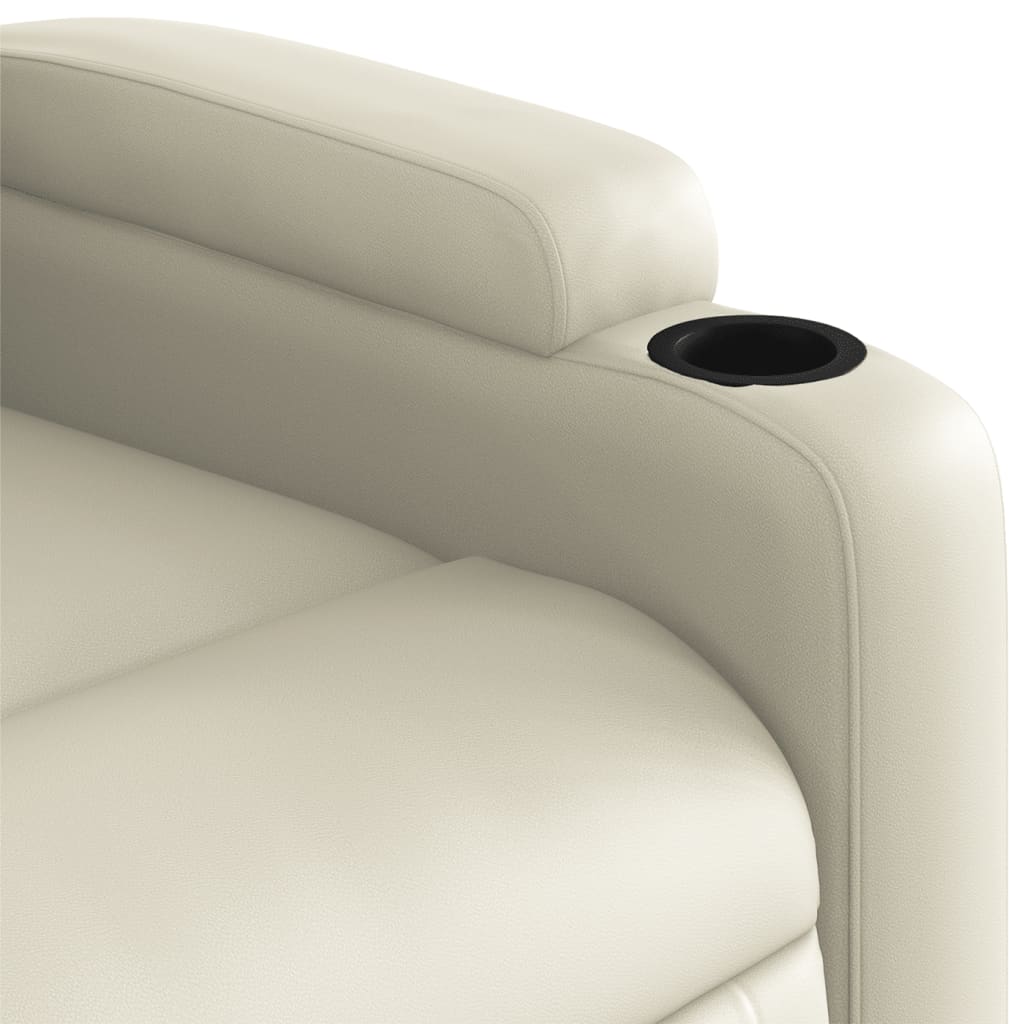 Fotoliu rabatabil electric cu ridicare, crem, piele ecologica — imaginea 18