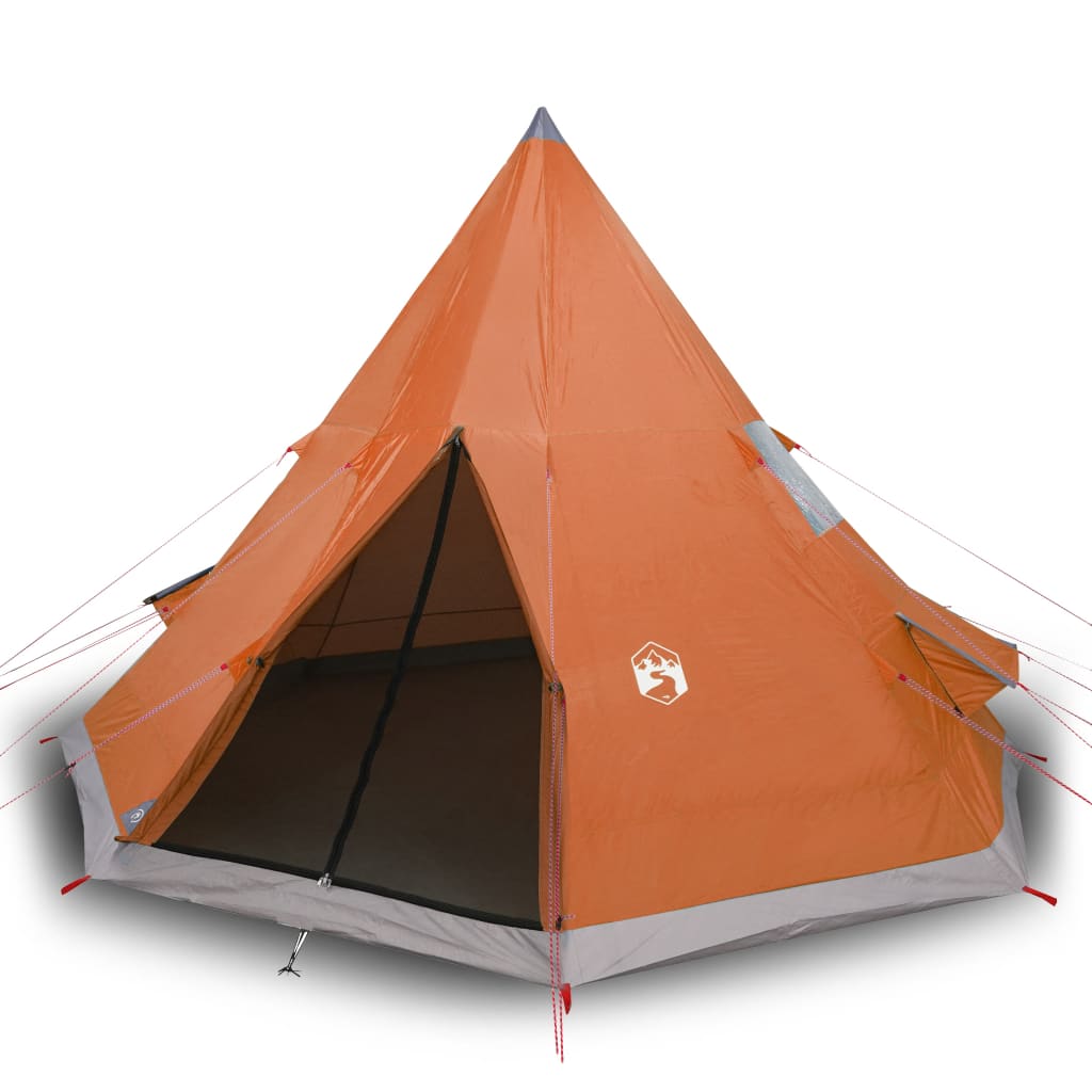 Cort de camping pentru 4 persoane, gri/portocaliu, impermeabil