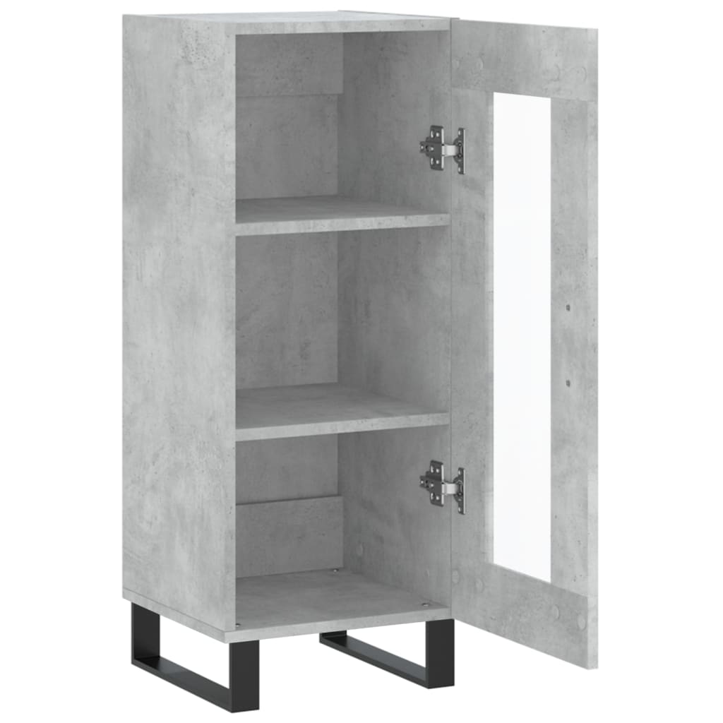 Servanta, gri beton, 34,5x34x90 cm, lemn compozit — imaginea 6