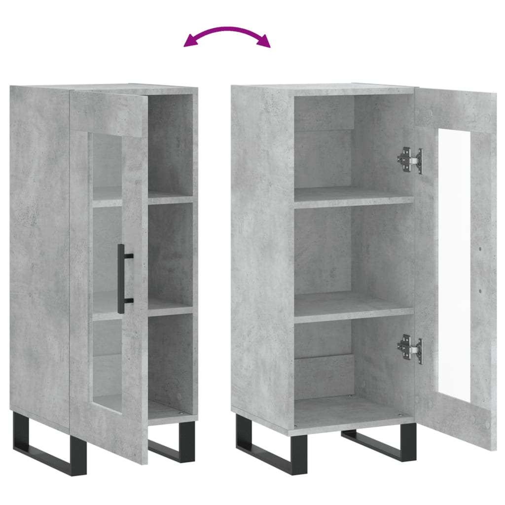 Servanta, gri beton, 34,5x34x90 cm, lemn compozit — imaginea 9