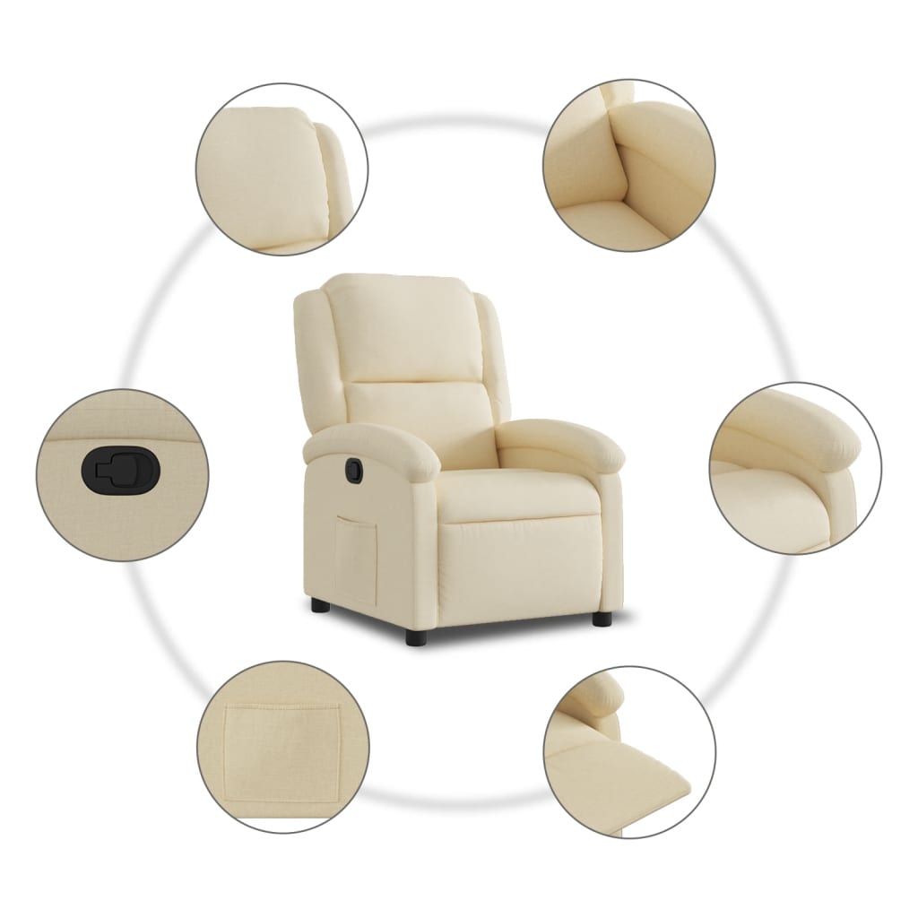 Fotoliu rabatabil, crem, material textil — imaginea 7