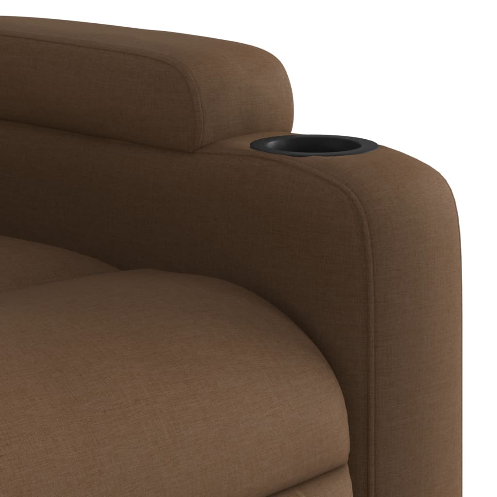 Fotoliu electric rabatabil cu ridicare, maro, textil — imaginea 13