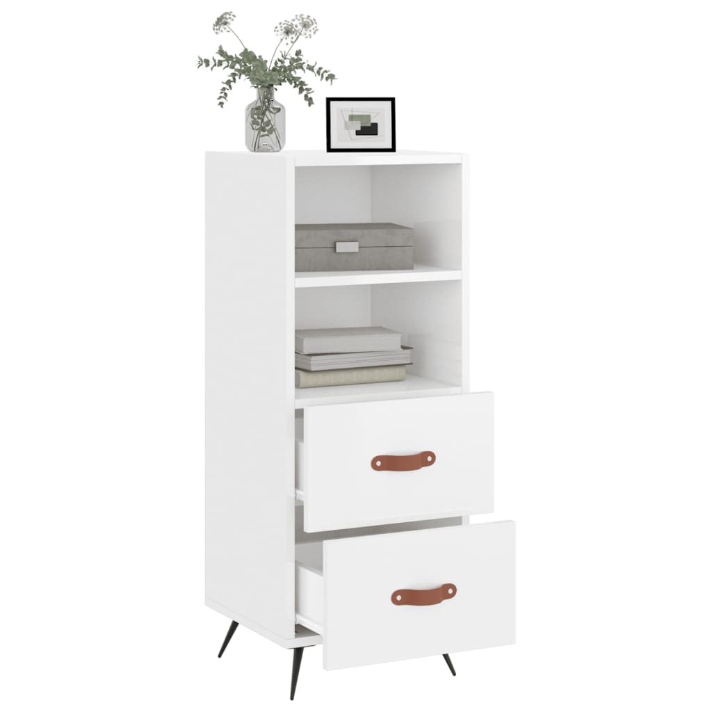 Servanta, alb extralucios, 34,5x34x90 cm, lemn compozit — imaginea 4
