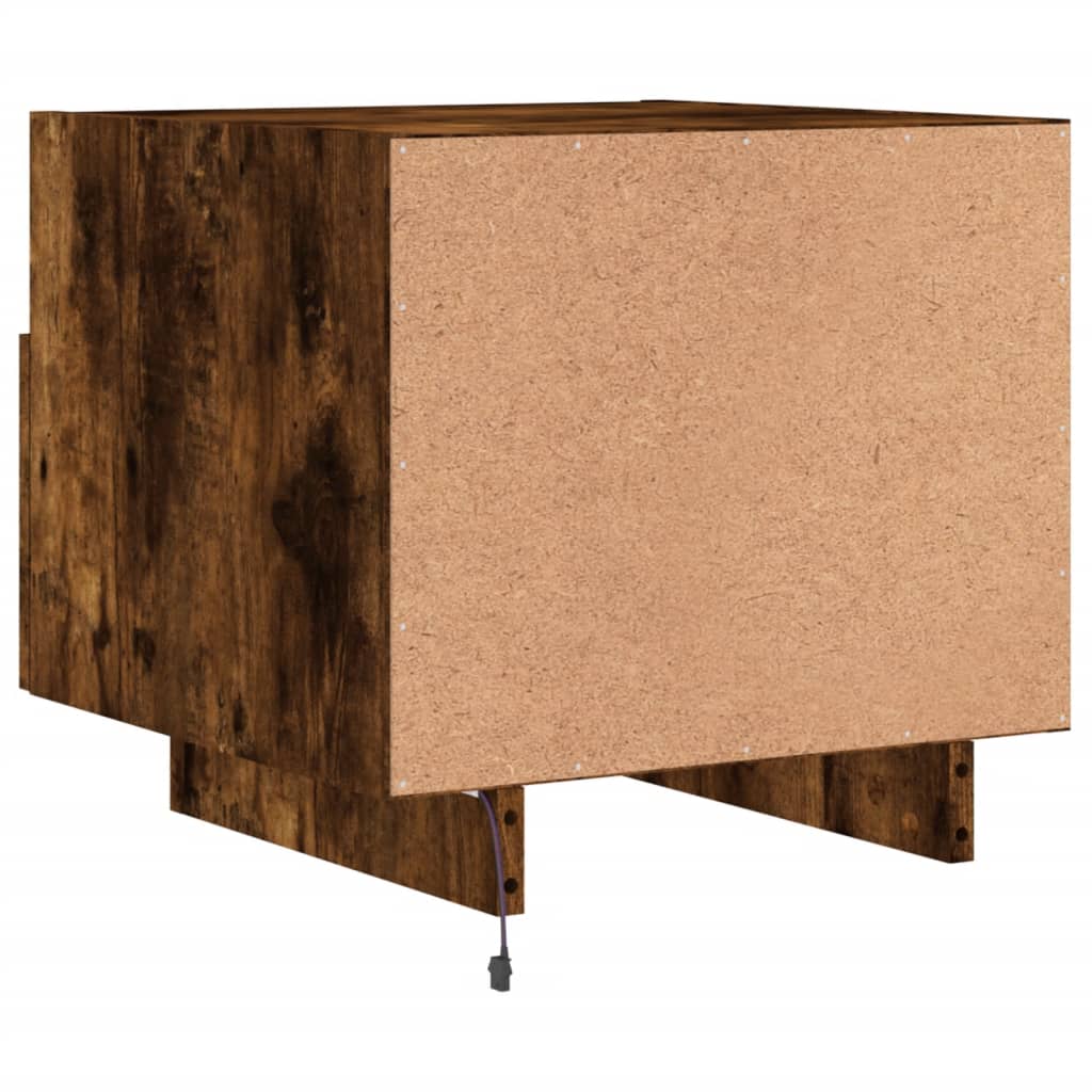 Noptiere cu lumini LED, stejar fumuriu, 40x39x37 cm — imaginea 9