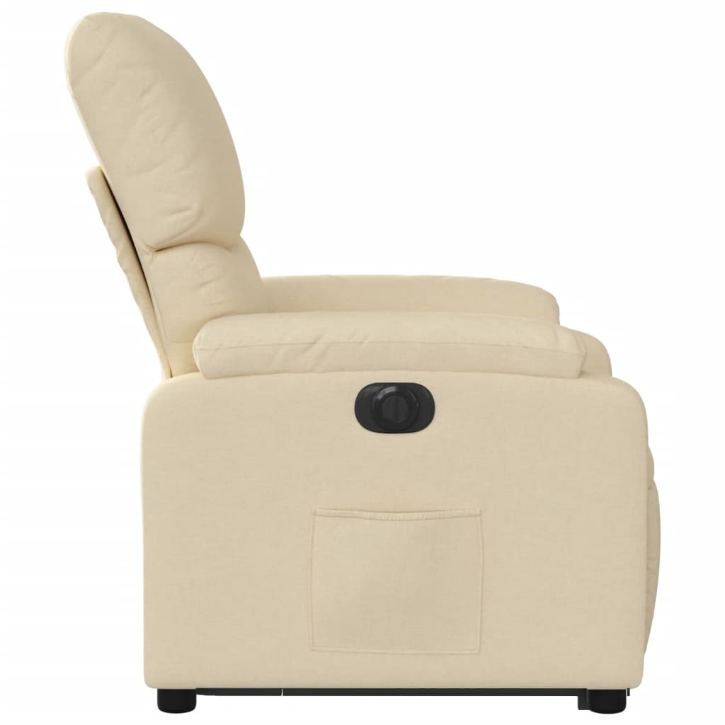 Fotoliu electric rabatabil cu ridicare, crem, textil — imaginea 19