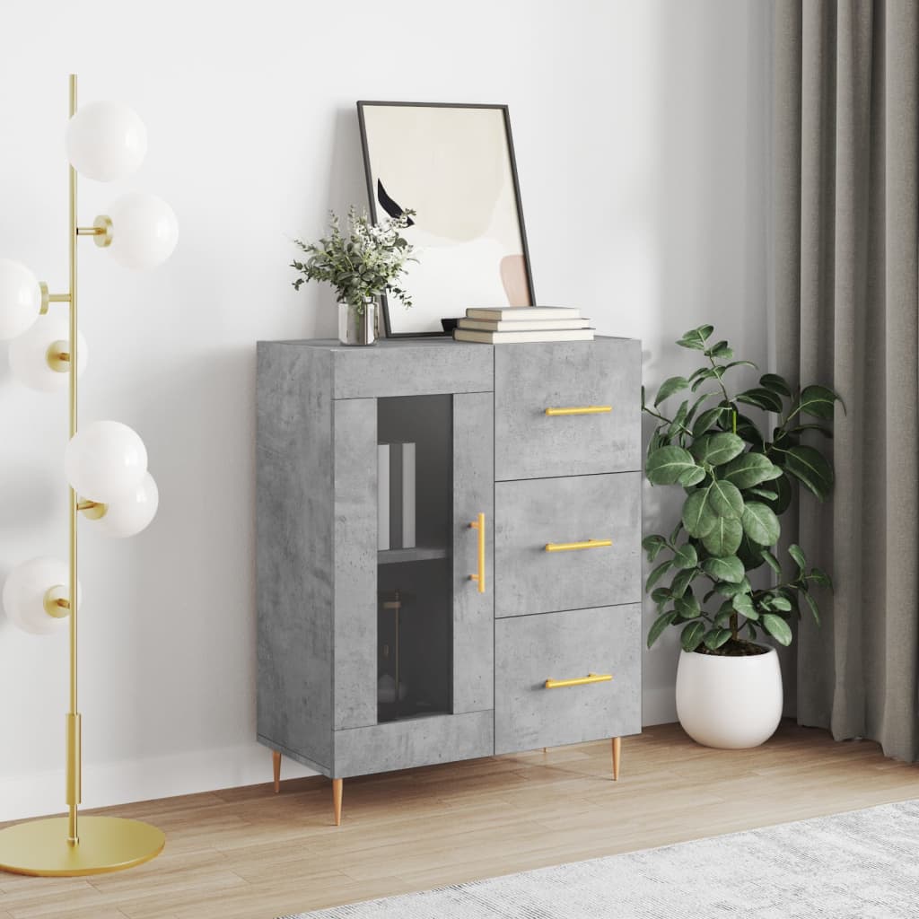 Servanta, gri beton, 69,5x34x90 cm, lemn compozit — imaginea 2