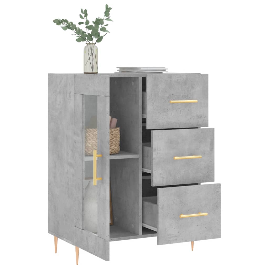 Servanta, gri beton, 69,5x34x90 cm, lemn compozit — imaginea 4