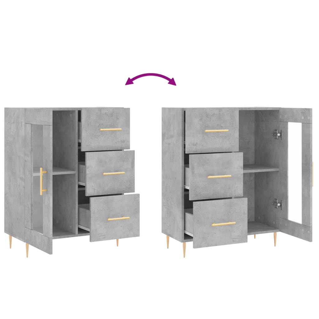 Servanta, gri beton, 69,5x34x90 cm, lemn compozit — imaginea 9