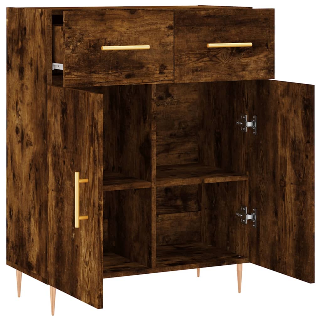 Servanta, stejar fumuriu, 69,5x34x90 cm, lemn compozit — imaginea 5