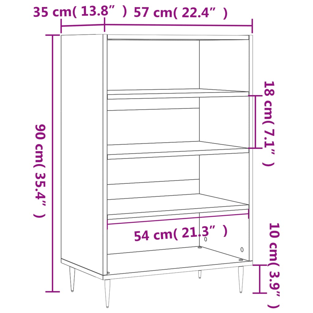 Dulap inalt, gri beton, 57x35x90 cm, lemn compozit — imaginea 9