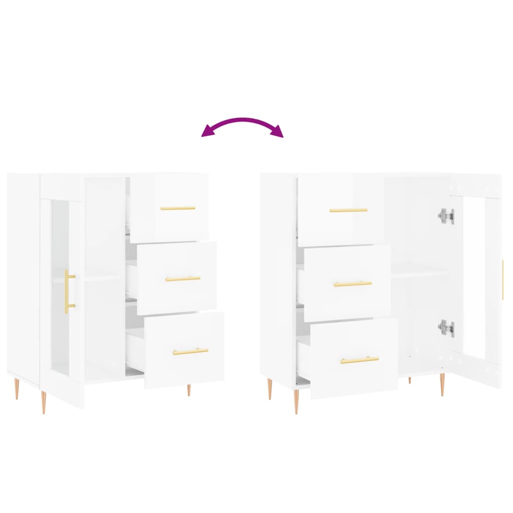 Servanta, alb extralucios, 69,5x34x90 cm, lemn compozit — imaginea 9