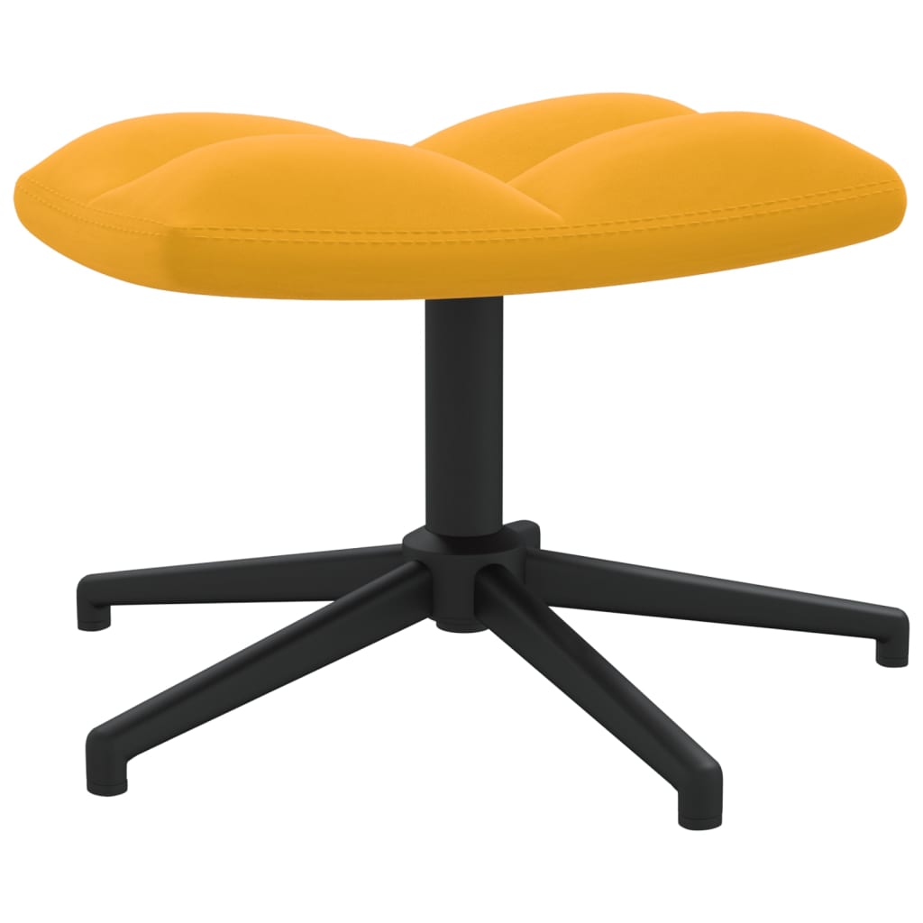 Fotoliu de relaxare cu taburet, galben mustar, catifea — imaginea 8