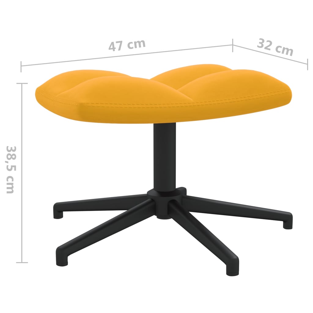 Fotoliu de relaxare cu taburet, galben mustar, catifea — imaginea 10