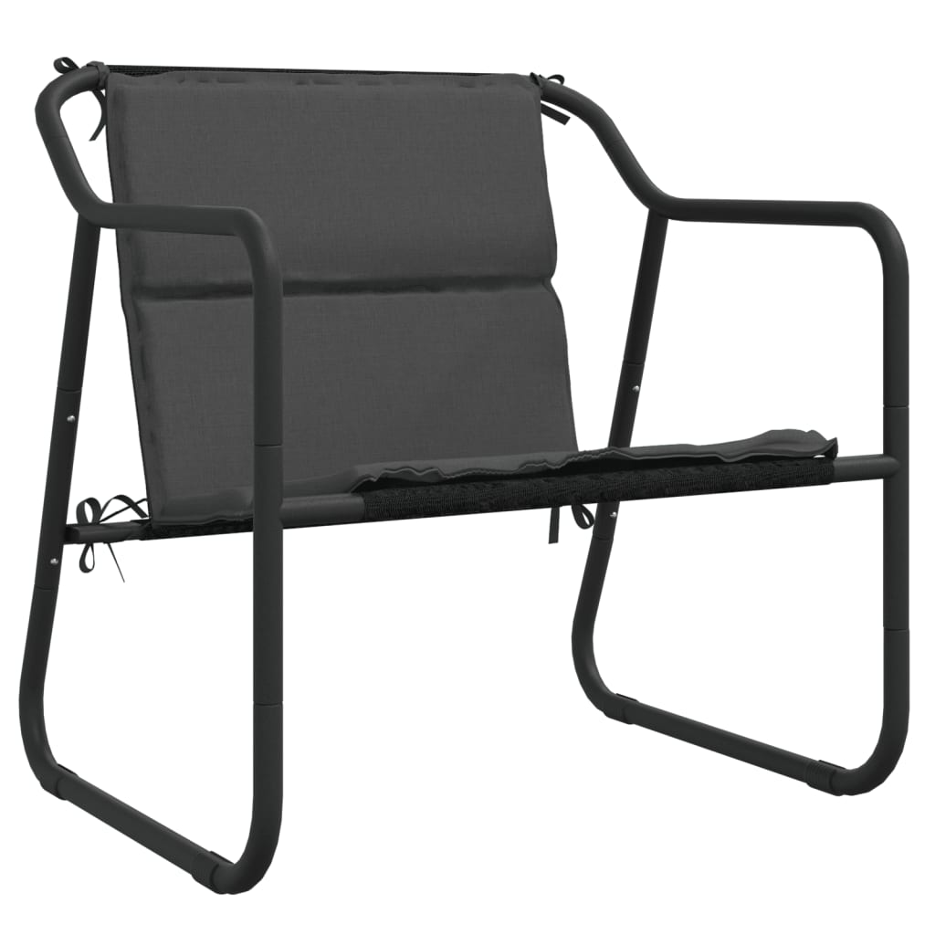 Set mobilier de gradina, cu perne, antracit, 3 piese, otel — imaginea 4