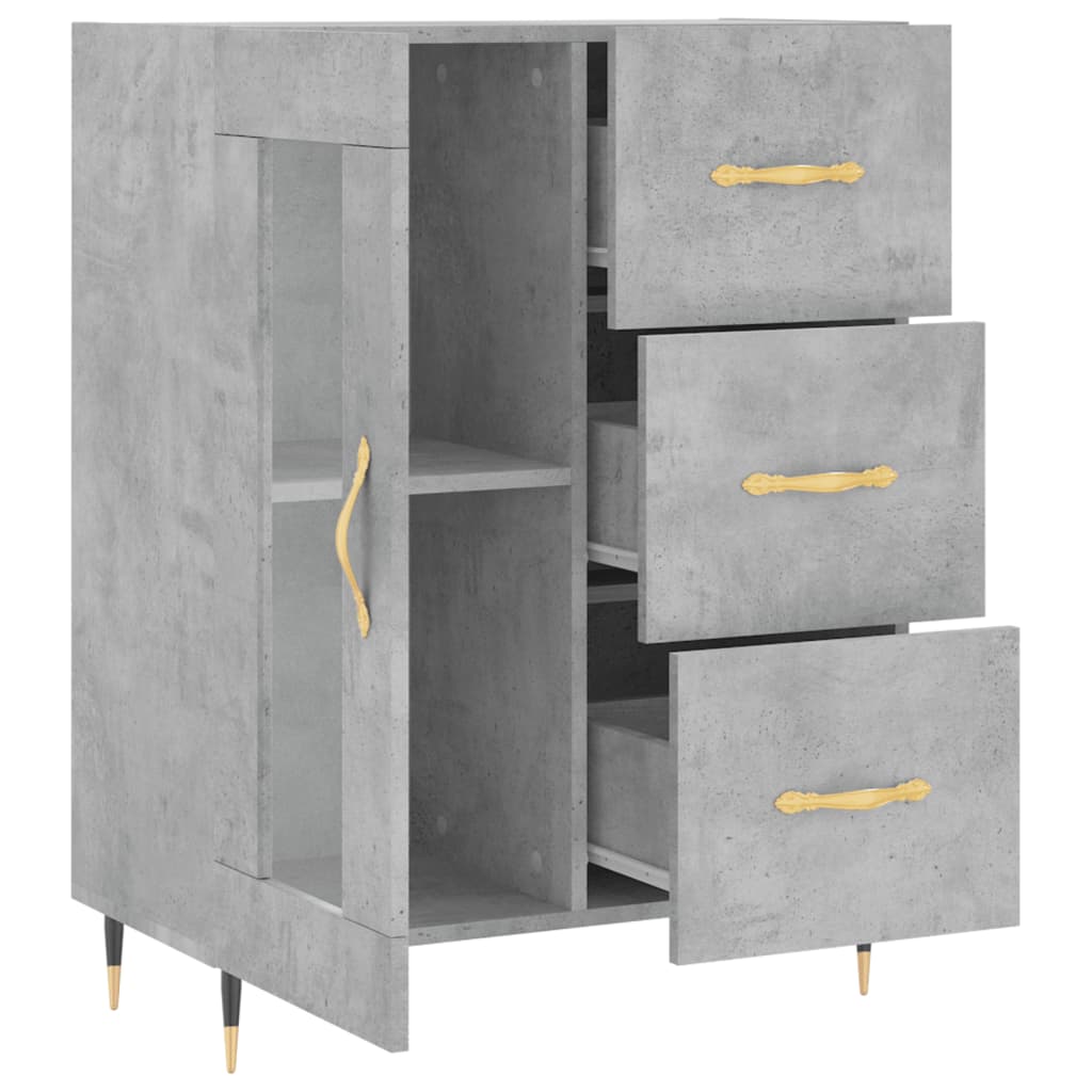 Servanta, gri beton, 69,5x34x90 cm, lemn compozit — imaginea 6