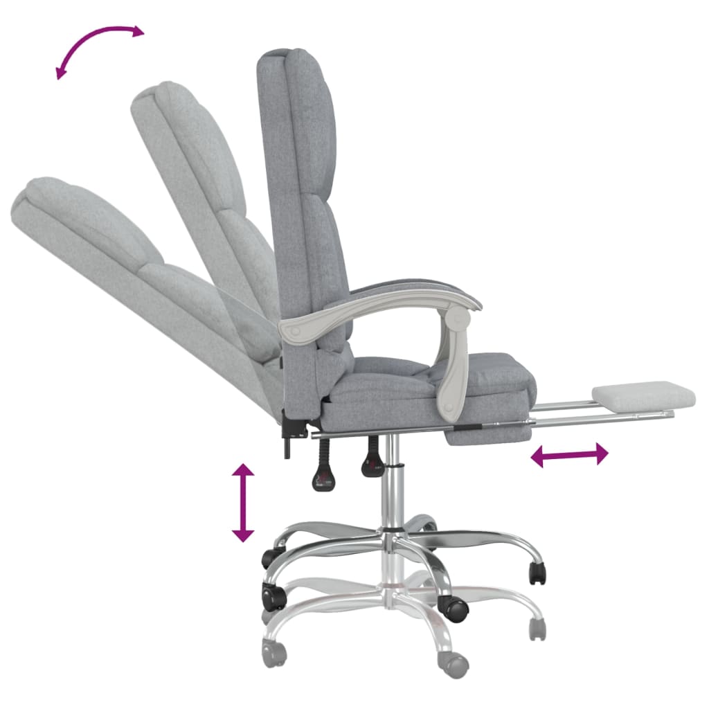 Scaun de birou rabatabil cu masaj, gri deschis, textil — imaginea 8