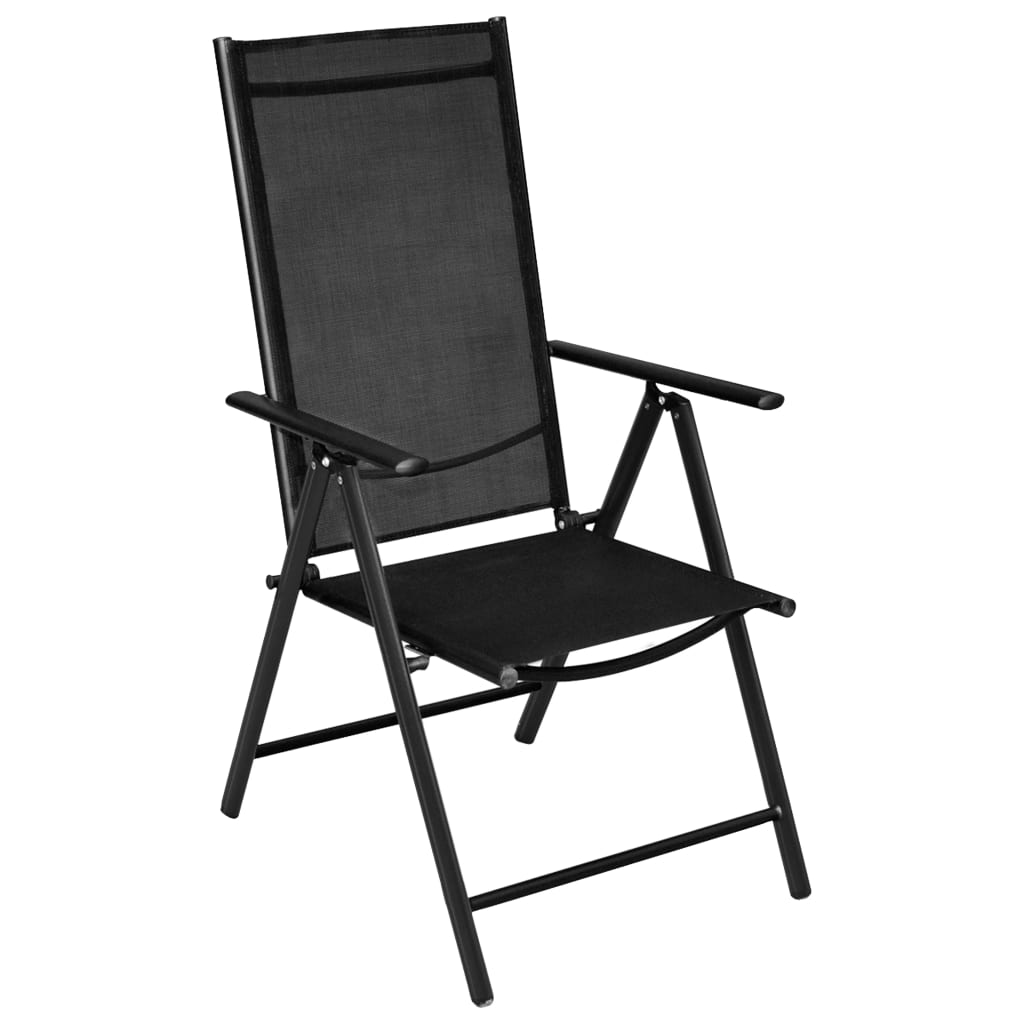 Set mobilier de gradina, 7 piese, negru, aluminiu — imaginea 3