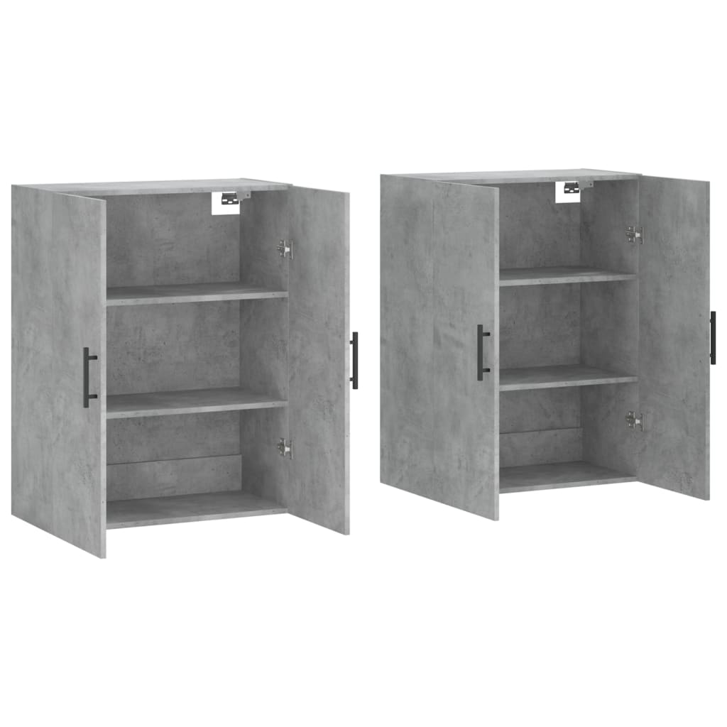 Dulap cu montaj pe perete, 2 buc, gri beton, 69,5x34x90 cm, model negru model tub — imaginea 4